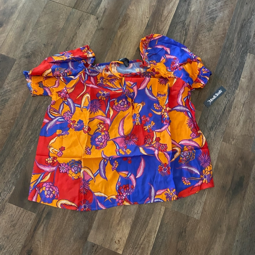 Modcloth In All My Vibrance, Peasant Shirt, L, NWT